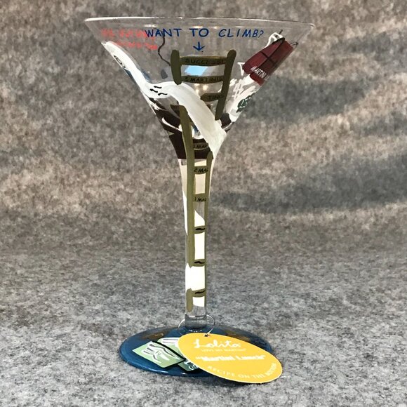 Martini Glass "Love My Martini" Hand Painted 7 OZ Glass Artist Lolita - Picture 2 of 11